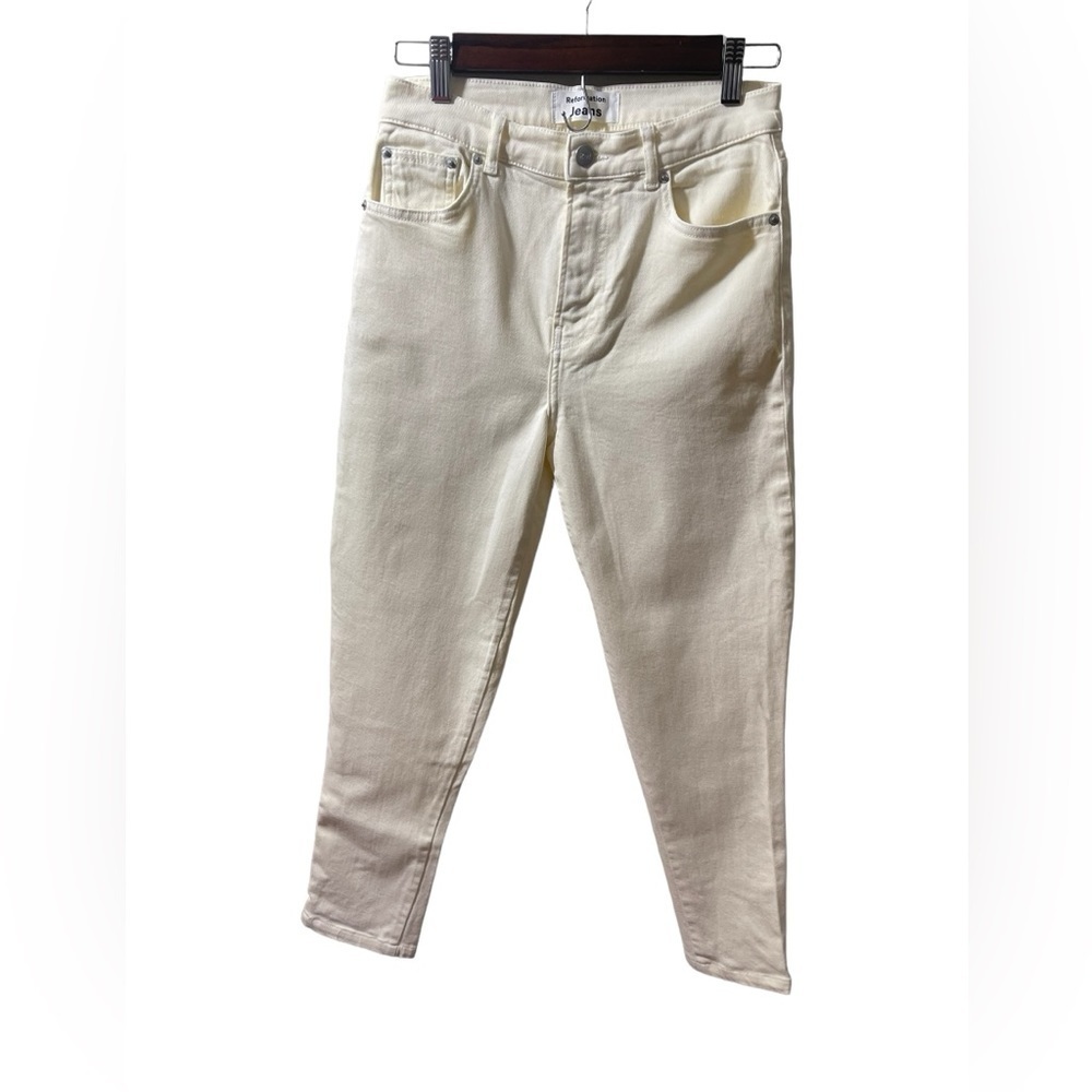 Reformation‎ Mid Rise Skinny Jeans Ivory Size 26